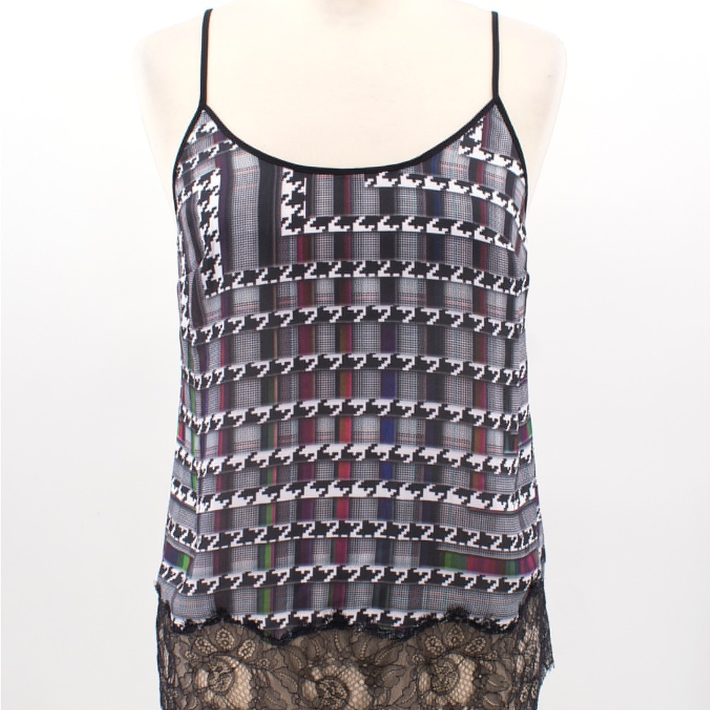 Chic Black and White Patterned Clover Canyon Top Sz XS